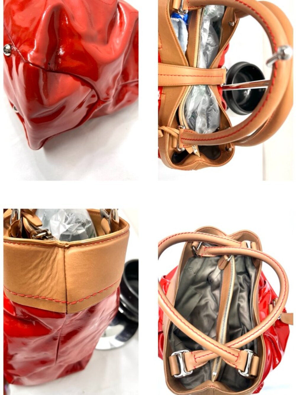 Classic 1831 Bally Switzerland Patten Leather Shoulder Lg Bag Red Lock+ Scarf(7 - Picture 11 of 16